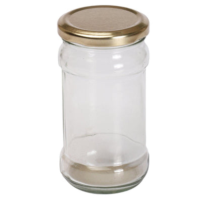 Empty glass jars with golden cap