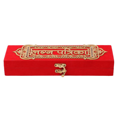 Red Suede Box with Lock in Lagan Patrika
