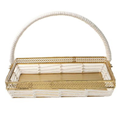 Fully Covered Cotten Rope & Metal Hamper Basket 16x12x3 inches