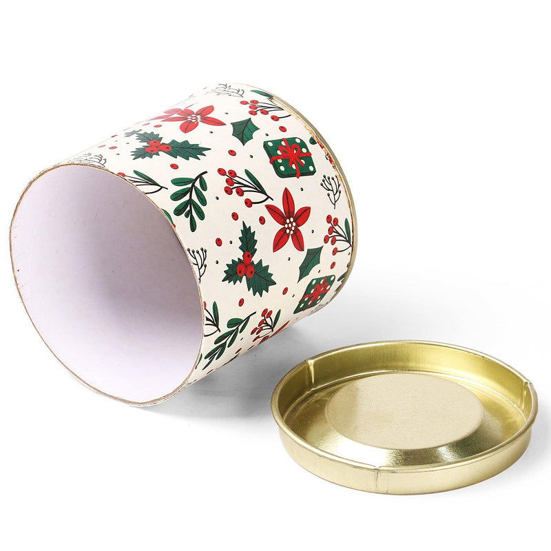 Christmas empty jar round tin with strips detailing (3.25x3.25x3.25inch) TBC09 - Nice Packaging