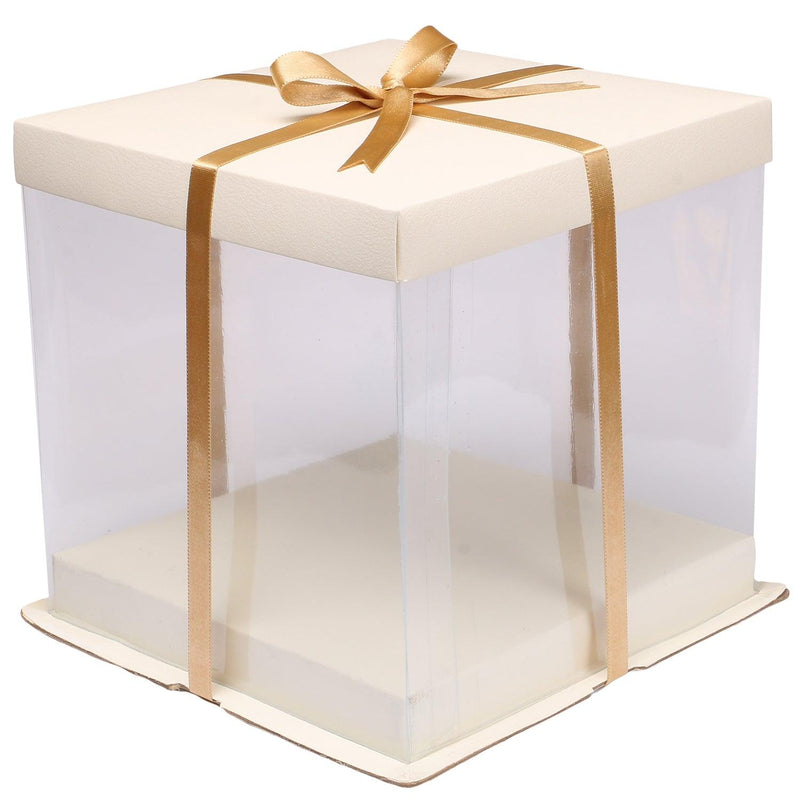 Metallic white tall cake box