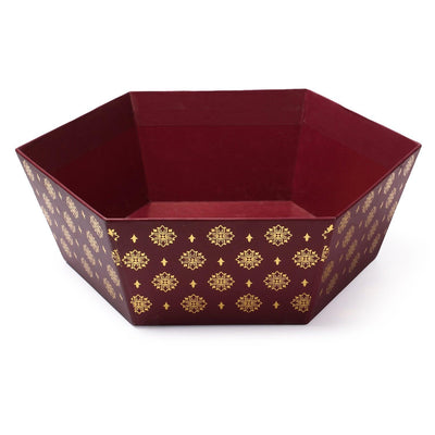 Maroon cardboard tray with gold foil (10x7x4 inch) Tray-019 - Nice Packaging