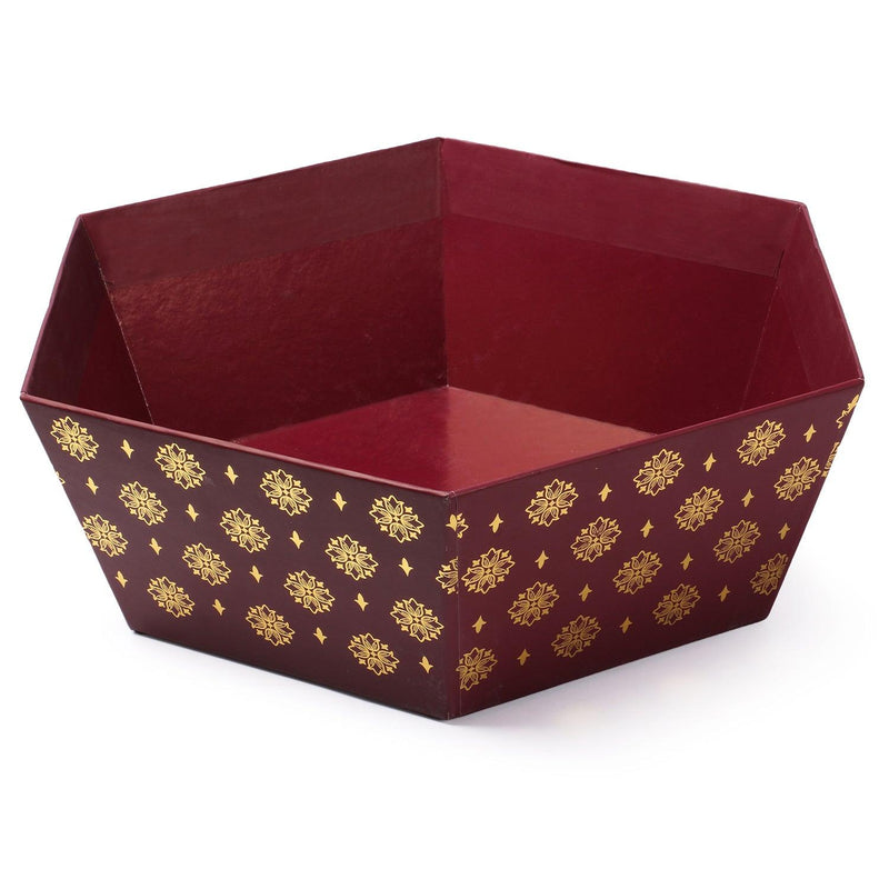 Maroon cardboard tray with gold foil (10x7x4 inch) Tray-019 - Nice Packaging